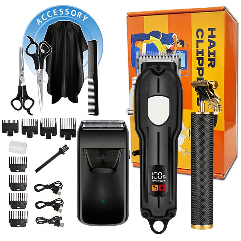 Men'S Grooming Clippers - Set tagliacapelli professionale con display LCD,