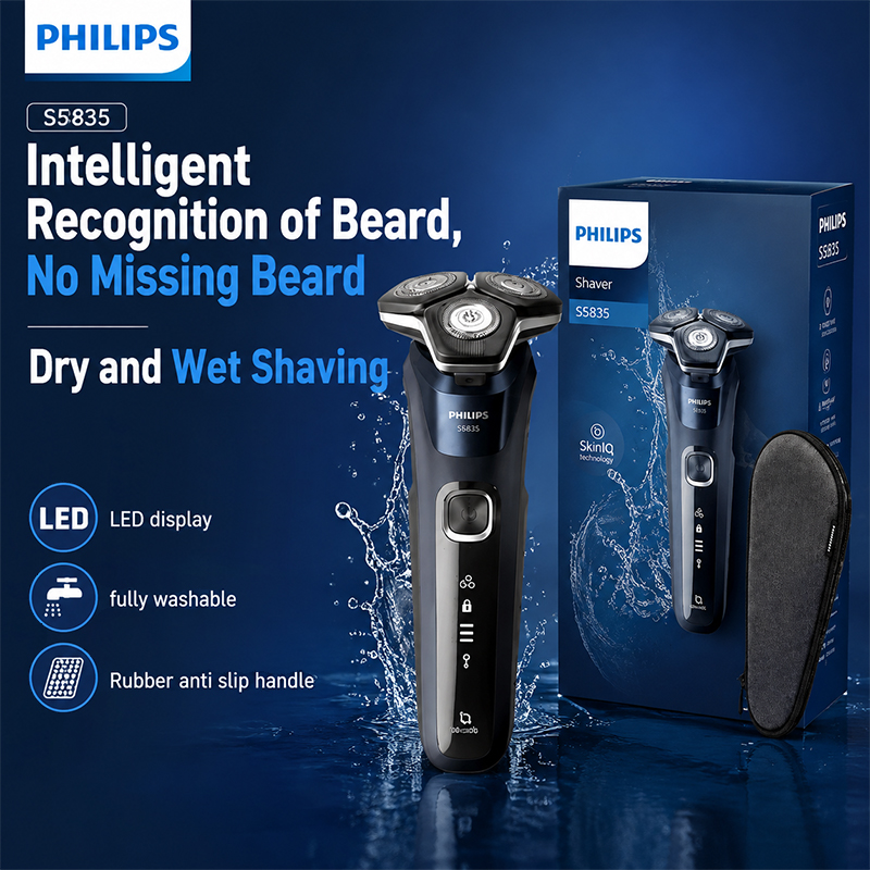 Mens Grooming Kit Case - Rasoio Elettrico Philips S5835 Rotante Wet
