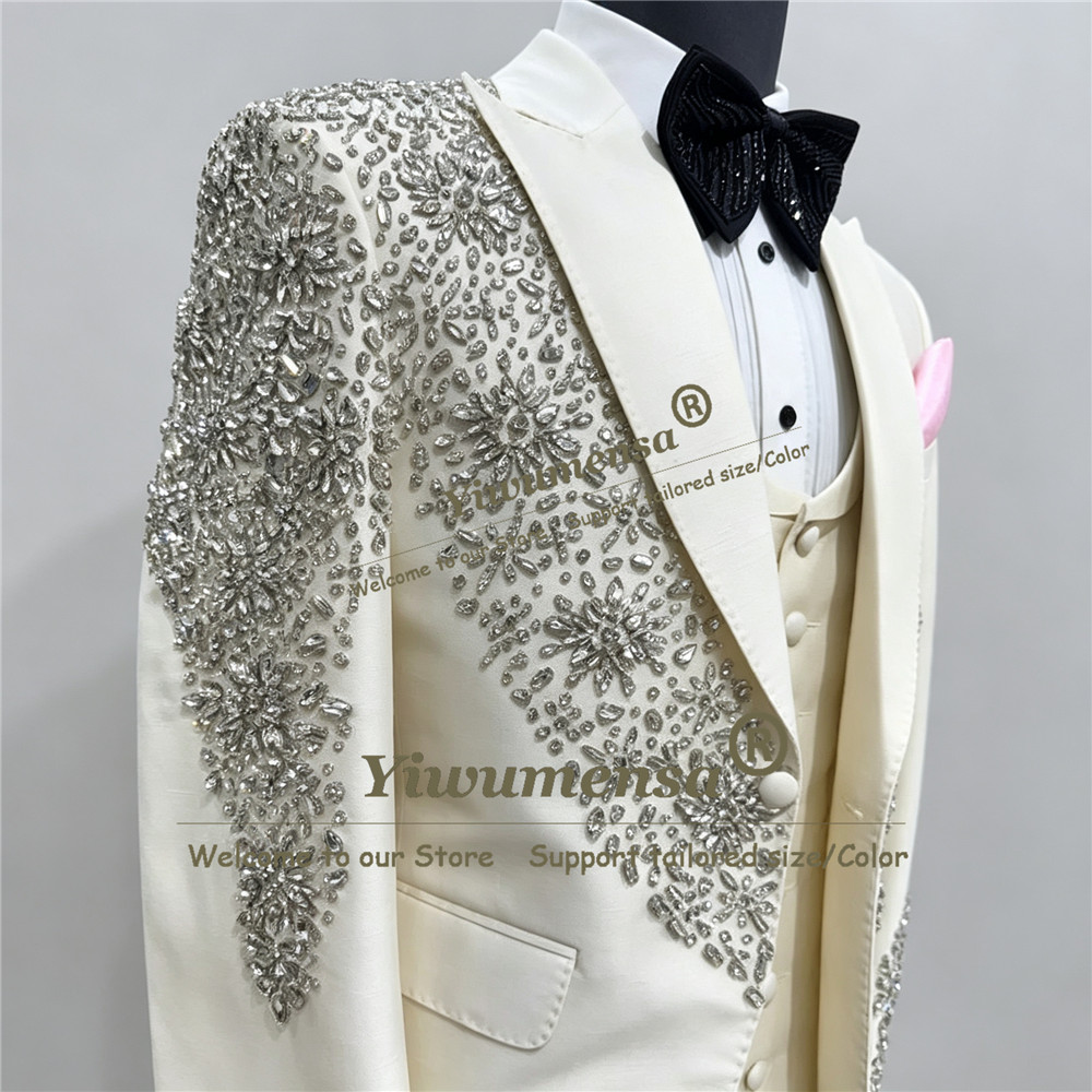 Men Grooming Outfit - Abiti da Sposo con Perline Brillanti